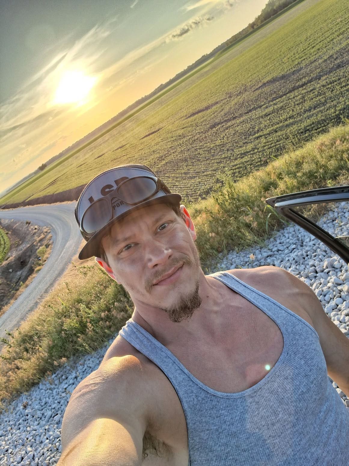 Missouri farmland at sunset