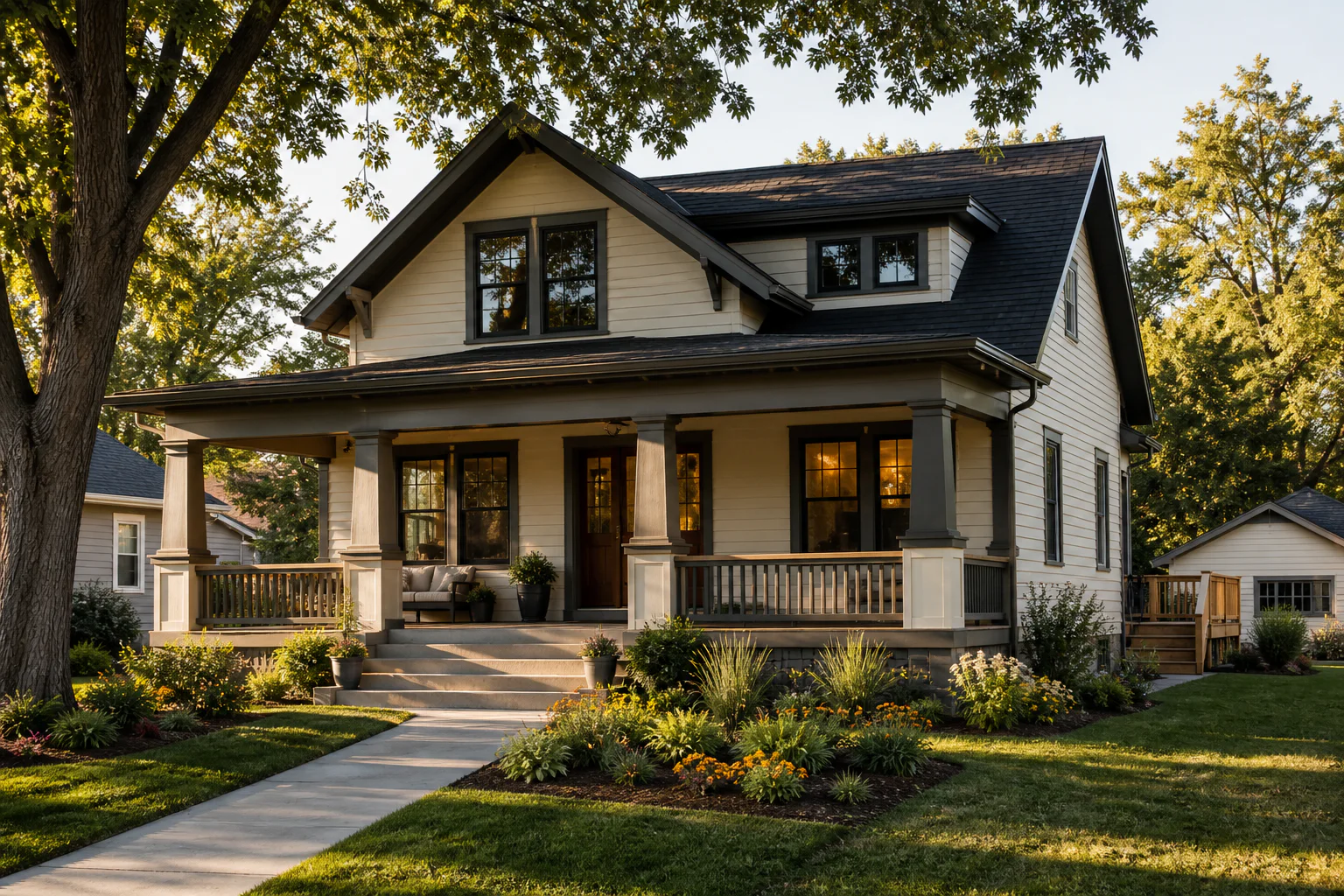 Concept visualization of an updated Midwestern home and landscape